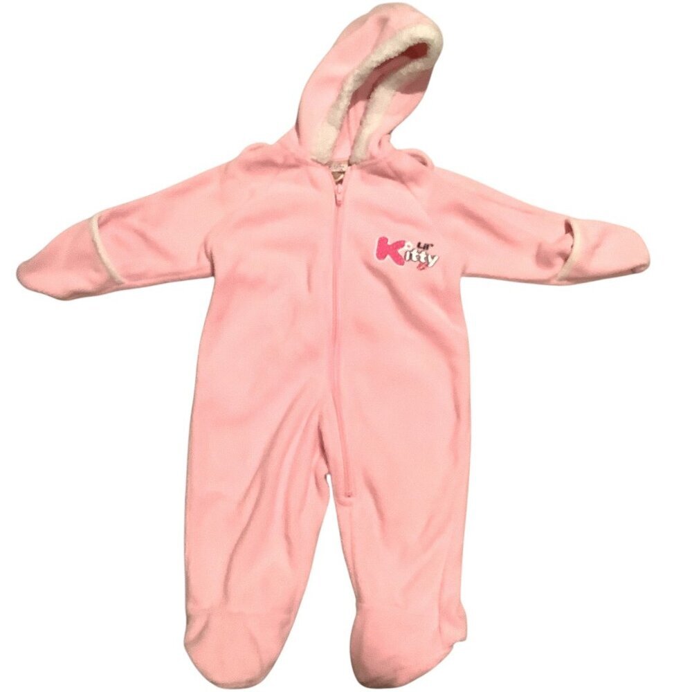 Arizona Jean Company Baby Girl Pink Lil‎ Kitty Hooded Jumpsuit 3-6 Months